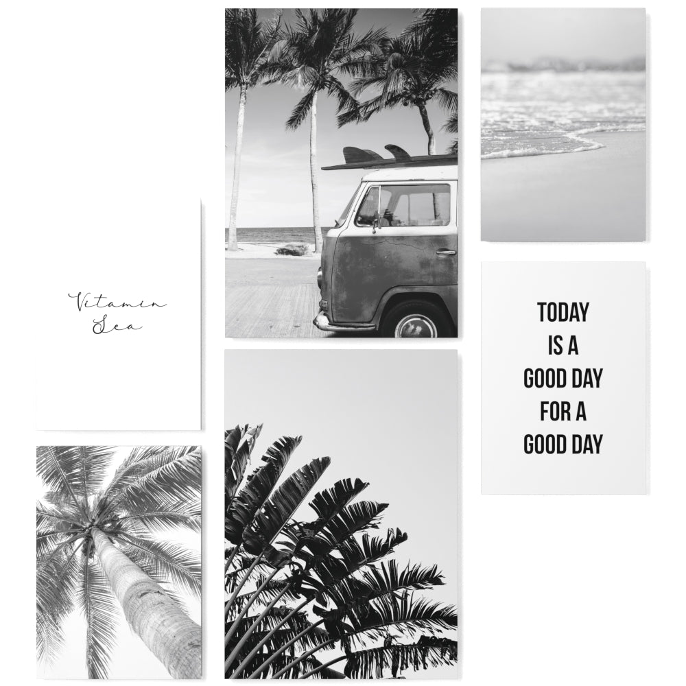Mood Poster Set Beach Schwarz-Weiß