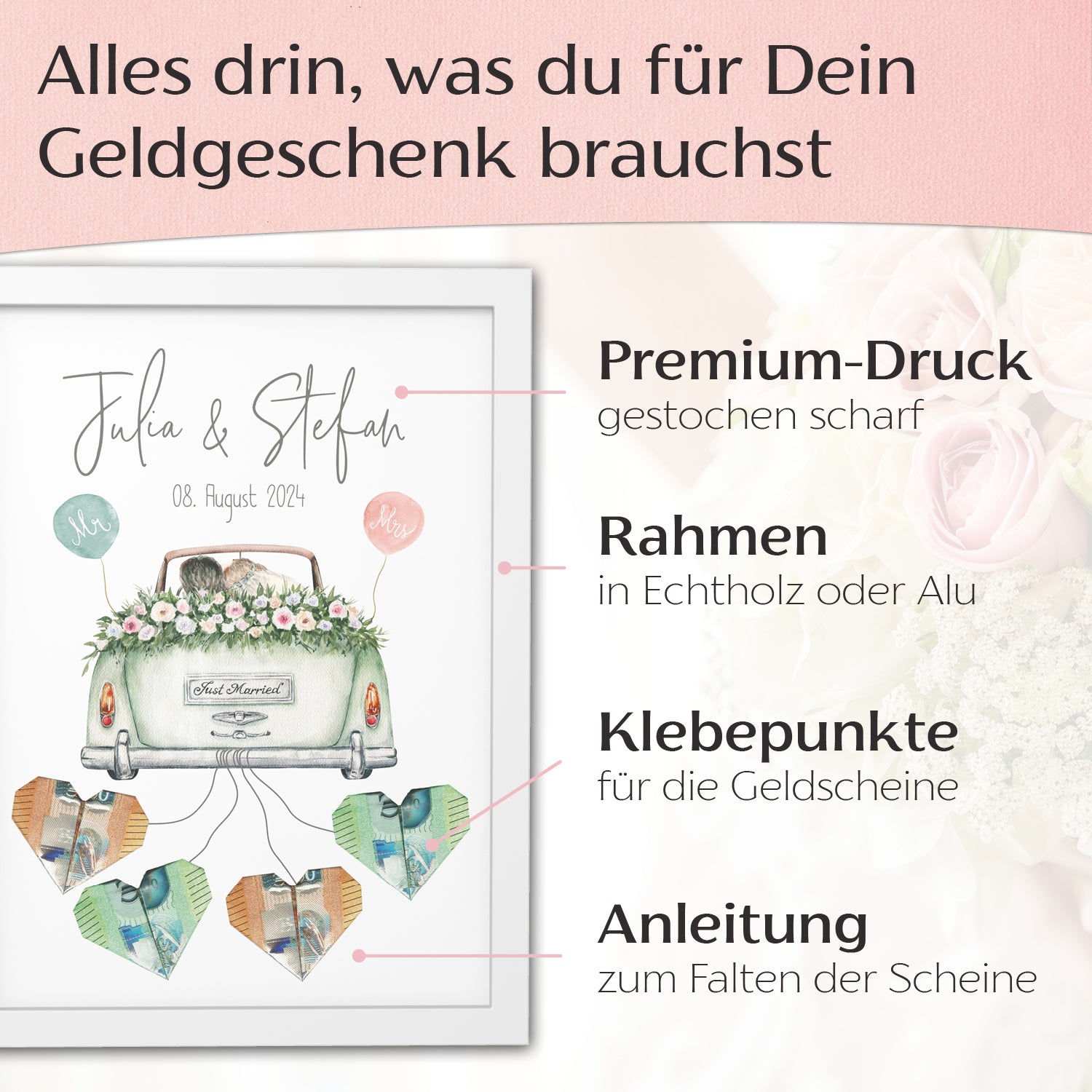 Hochzeitsauto "Cabrio" - Geldgeschenk fürs Brautpaar
