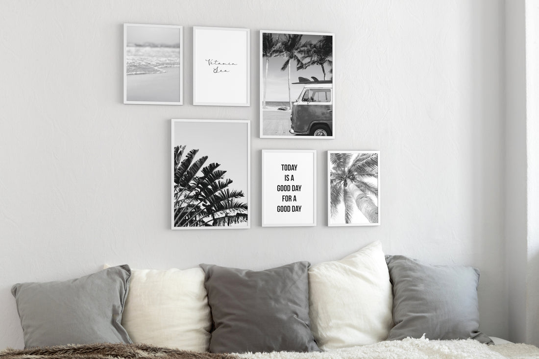 Mood Poster Set Beach Schwarz-Weiß