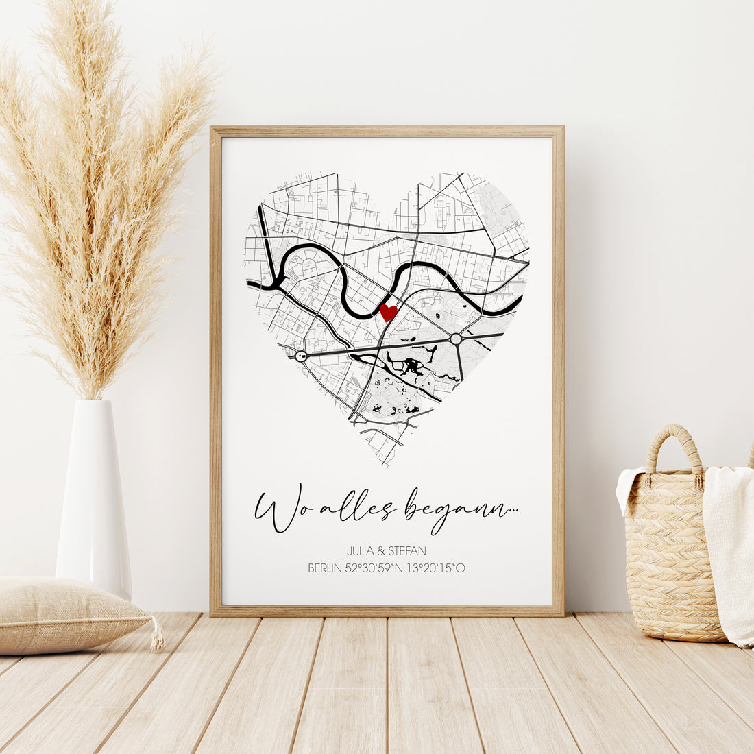 Karten-Poster in Herzform - "Wo alles begann"