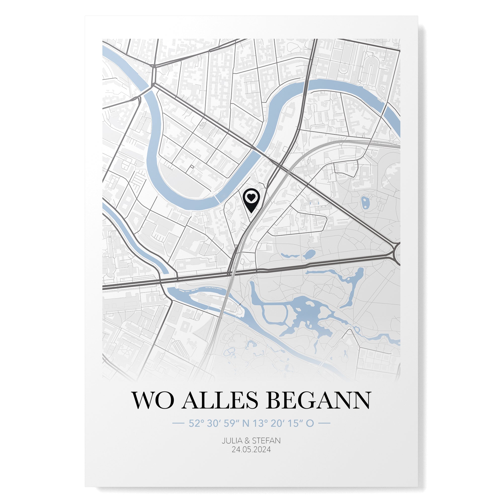 Koordinatenposter "Wo alles begann" minimal Design