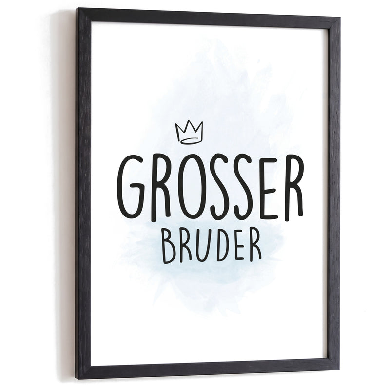 Kinderposter Großer Bruder im schwarzen Holzrahmen