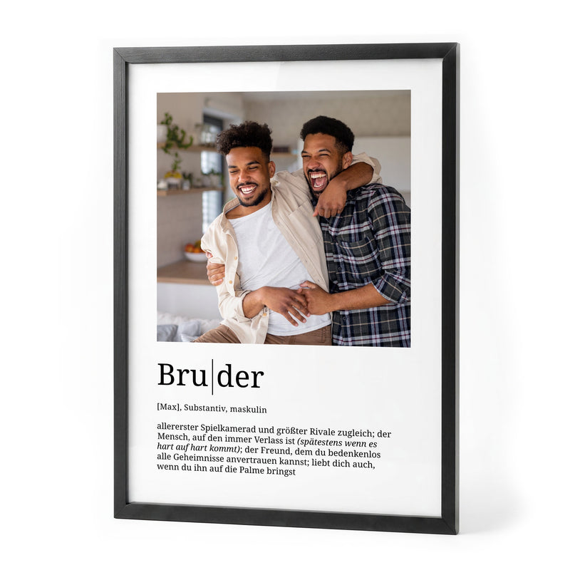 Bruder: Definitionsposter mit eigenem Foto, gerahmt