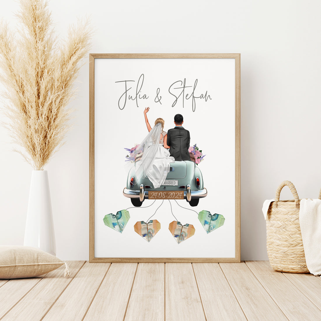 Personalisiertes Geldgeschenk - Brautpaar in Hochzeitsauto "Old Car"