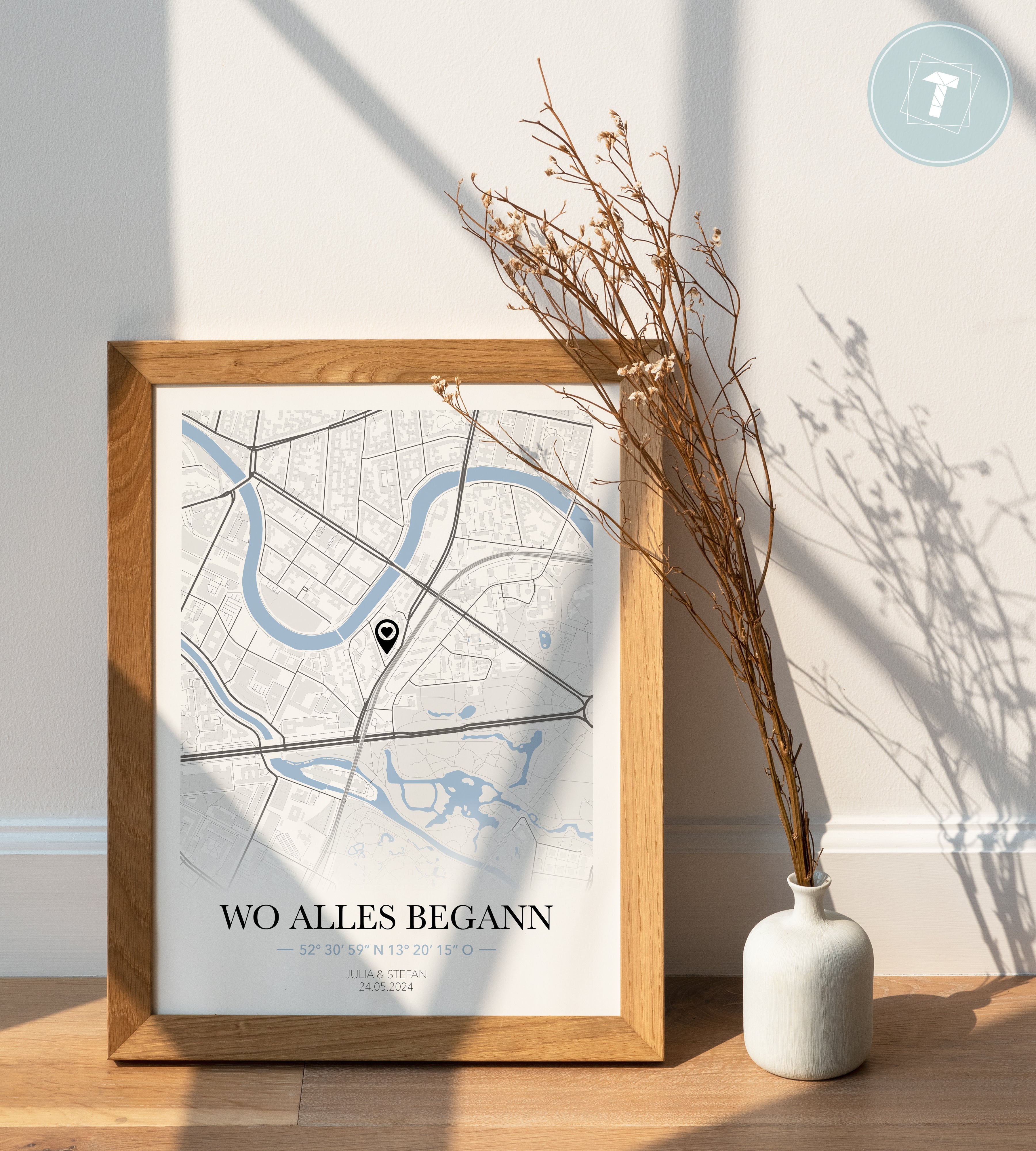 Koordinatenposter "Wo alles begann" minimal Design