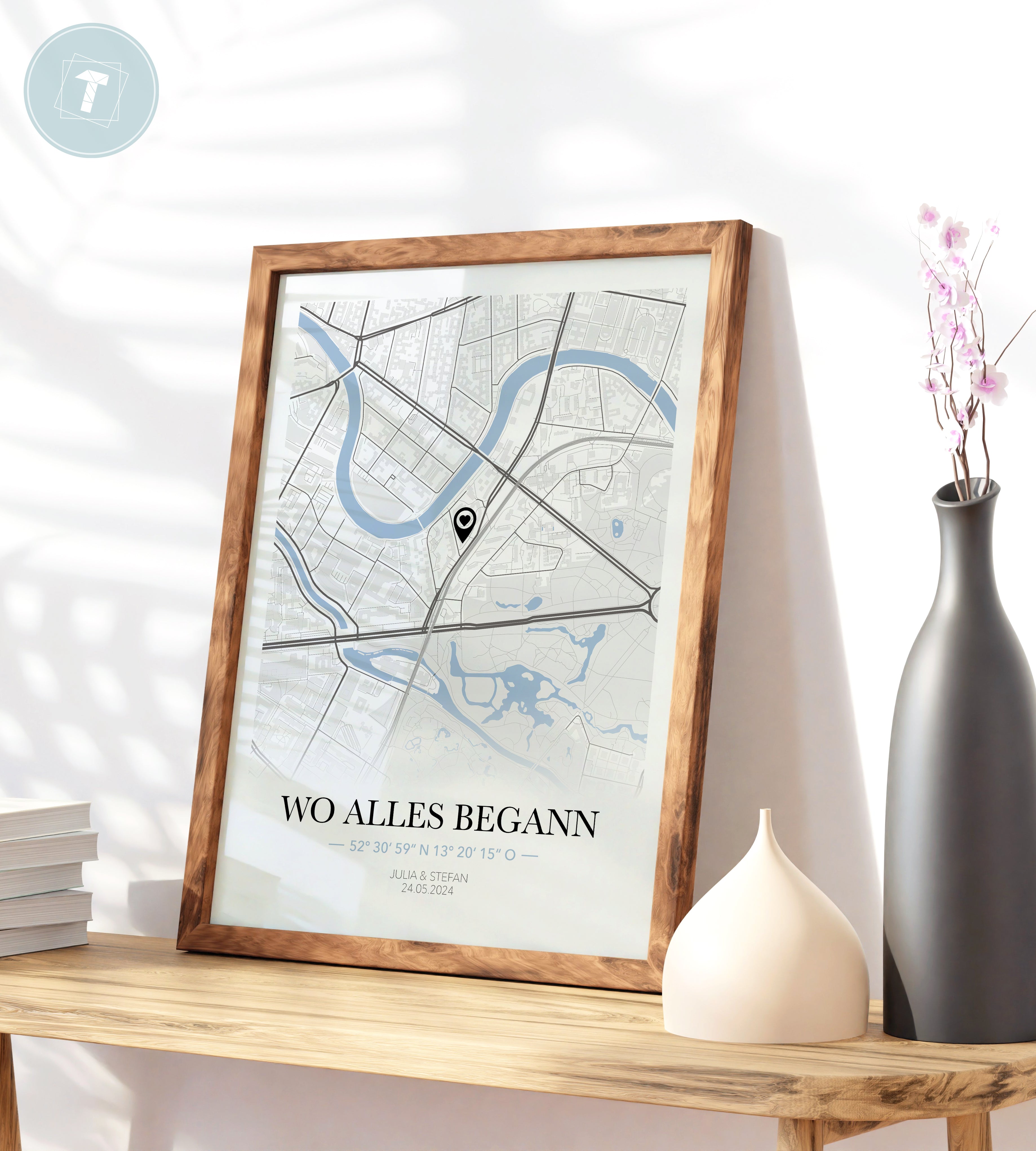 Koordinatenposter "Wo alles begann" minimal Design