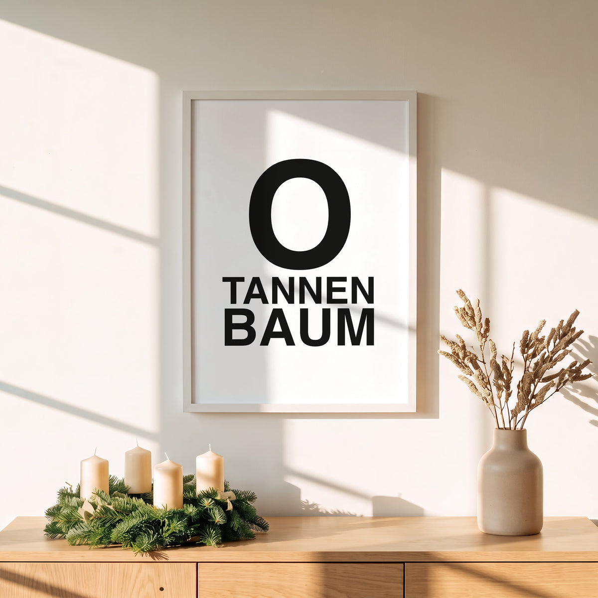 Weihnachtsposter O-Tannenbaum über einem Adventskranz