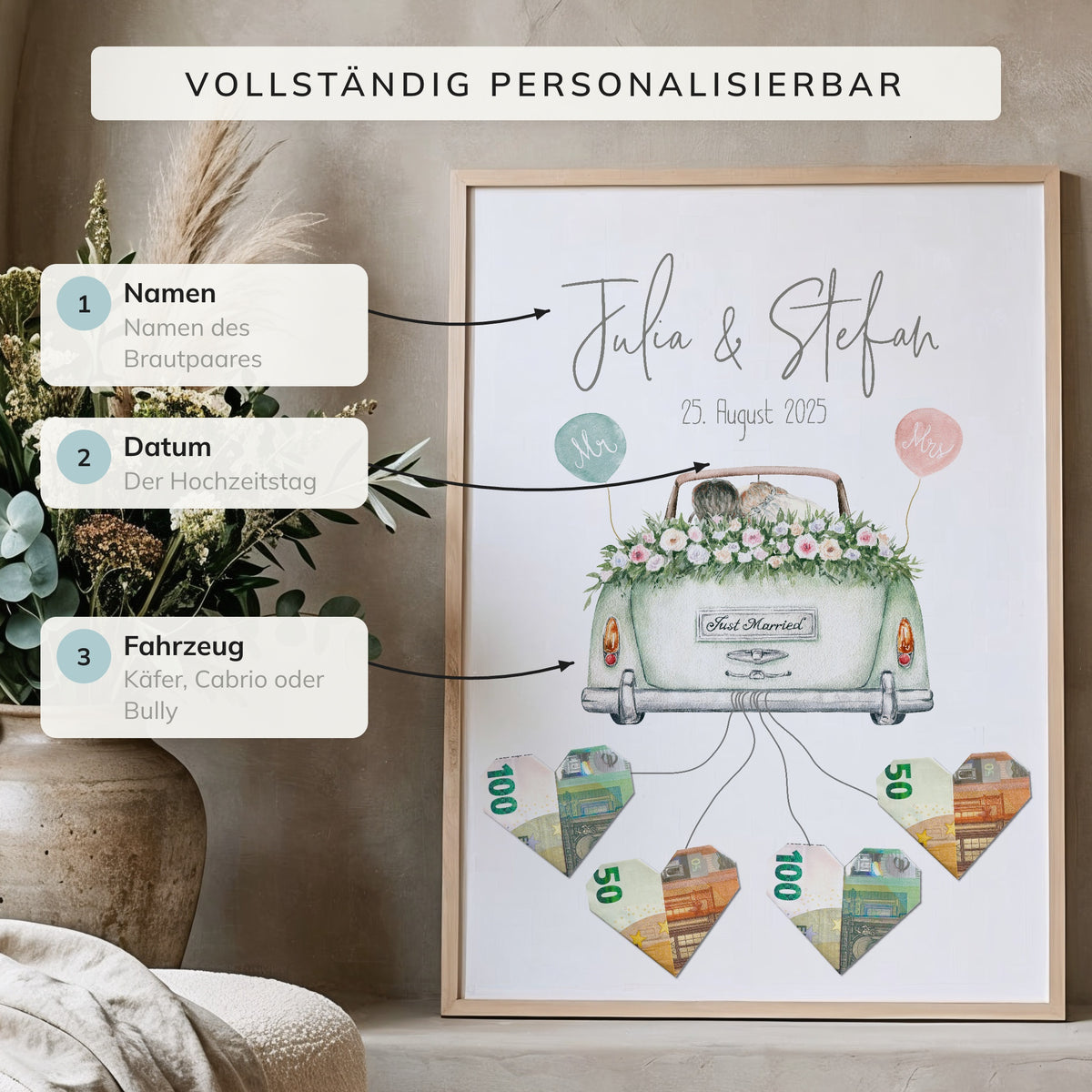Hochzeitsauto "Cabrio" - Geldgeschenk fürs Brautpaar