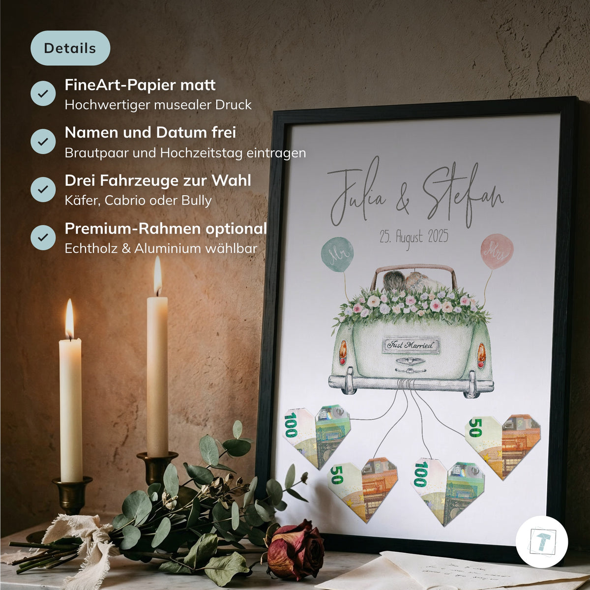 Hochzeitsauto "Beetle" - Geldgeschenk fürs Brautpaar