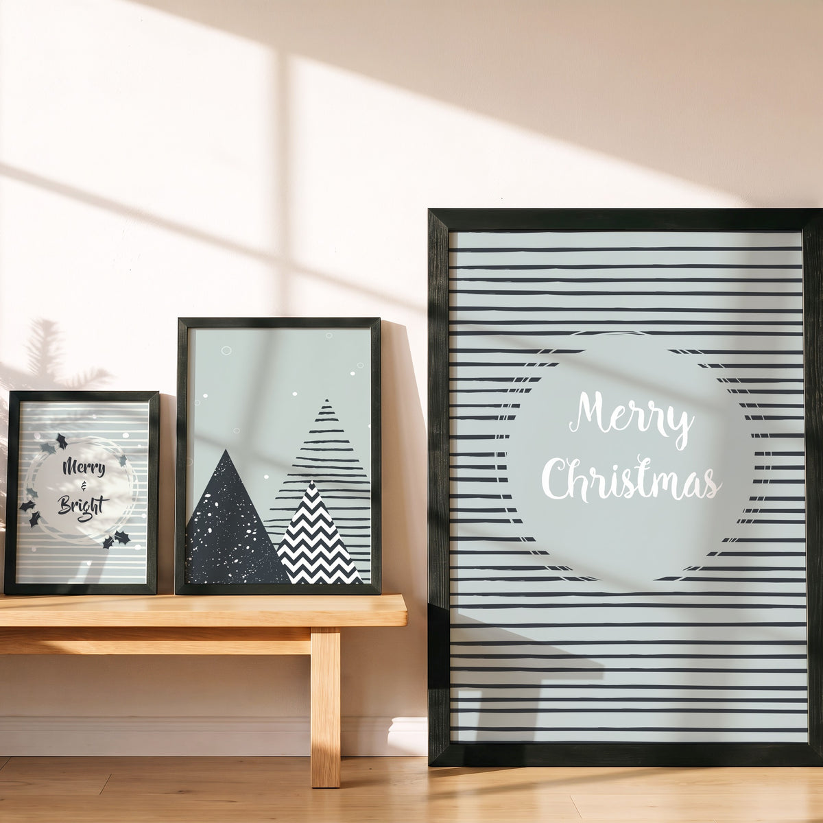 Weihnachtsposter Merry and Bright in drei Größen