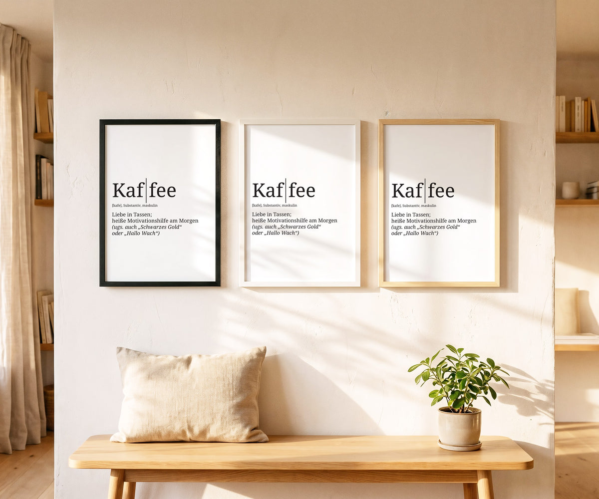 Definition Poster in drei Holzrahmen