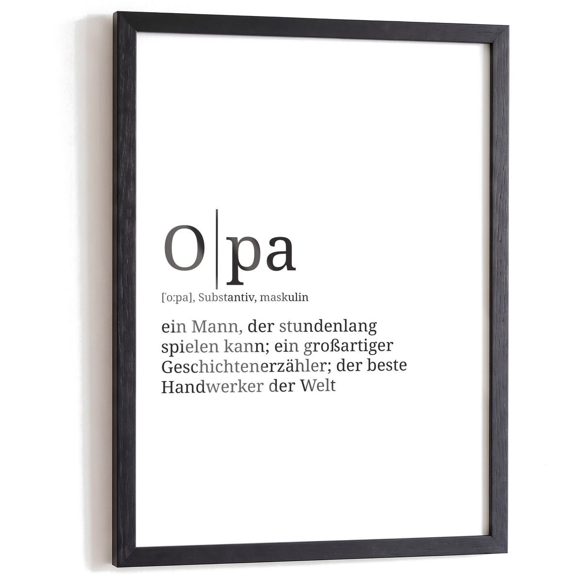 Opa als Definition Poster im schwarzen Holzrahmen