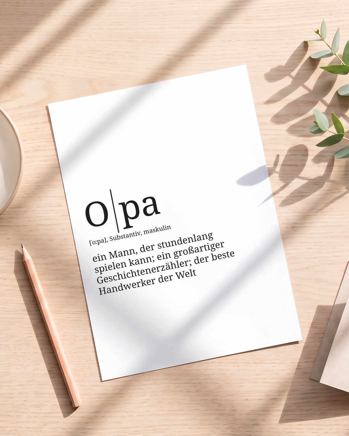 Definition Poster Opa ohne Rahmen auf dem Tisch
