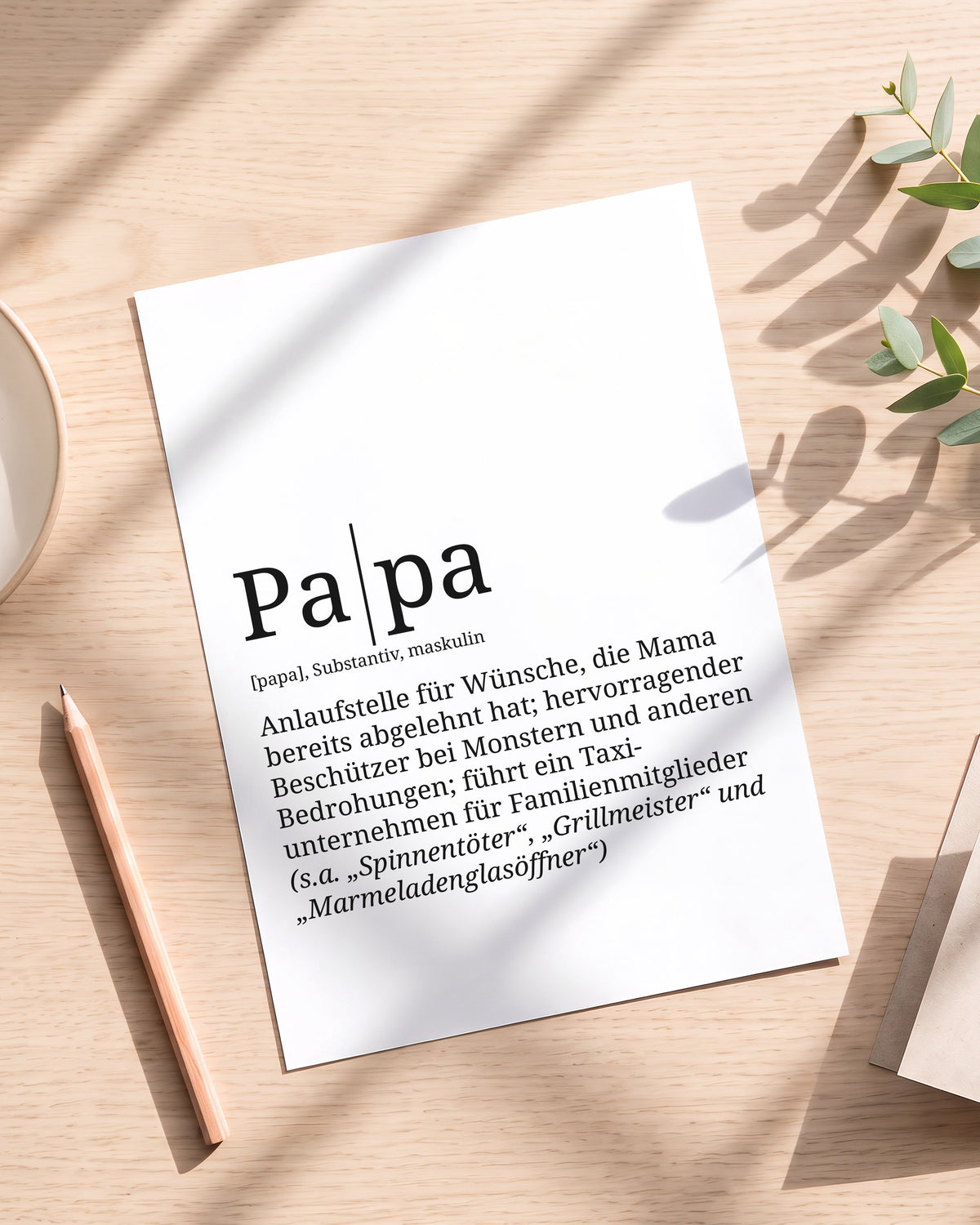 Definition Poster Papa ohne Rahmen auf dem Tisch