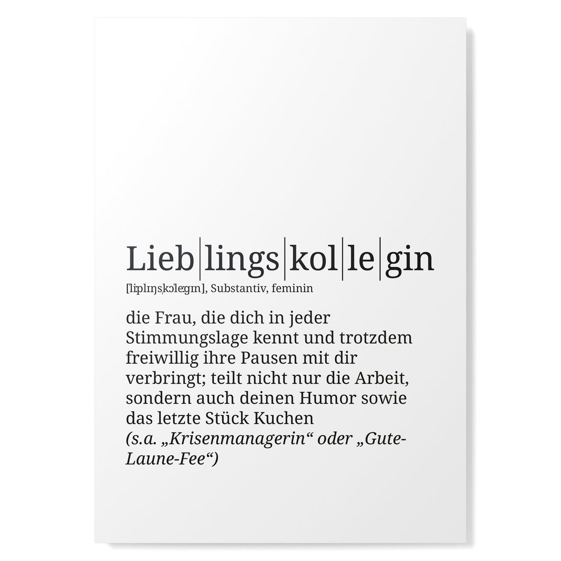 Definition Poster: Lieblingskollegin