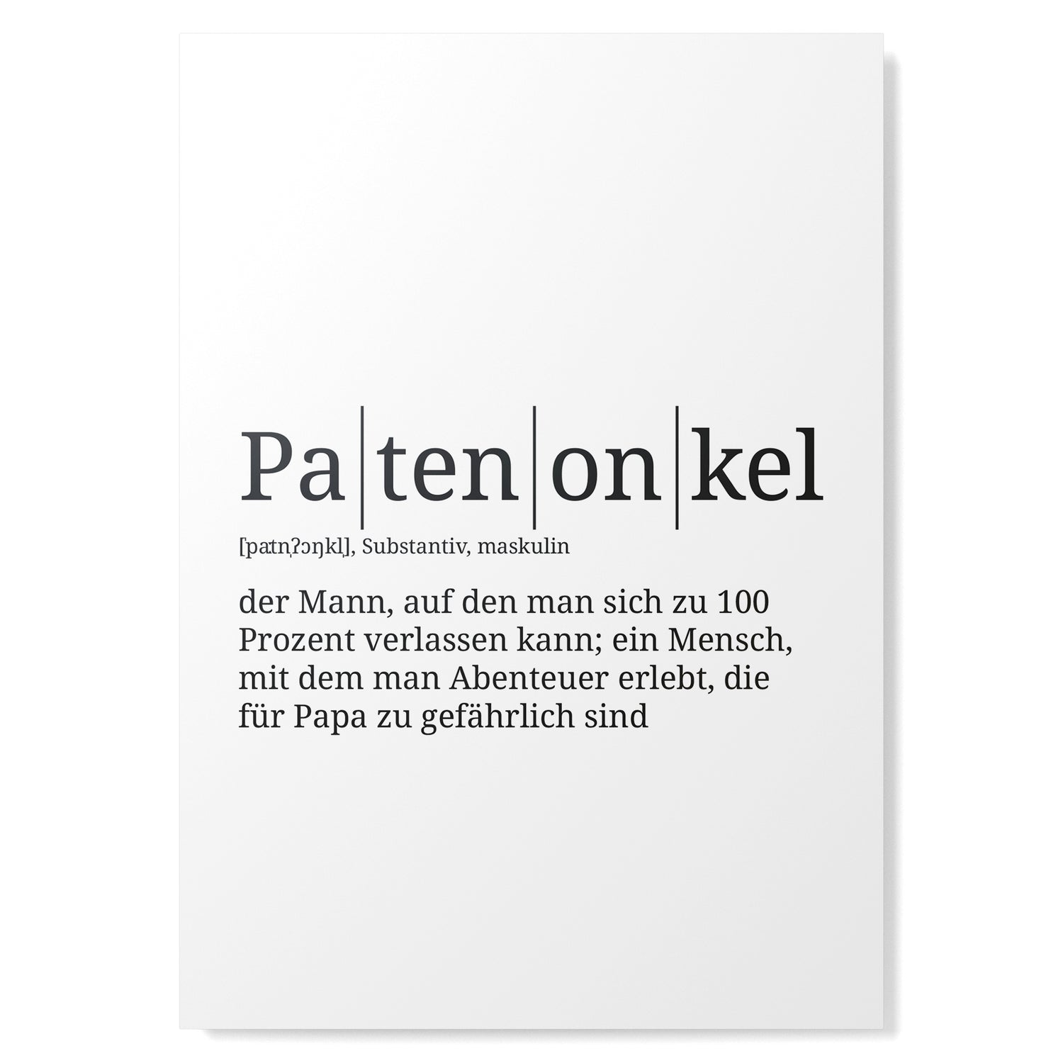 Definition Poster: Patenonkel