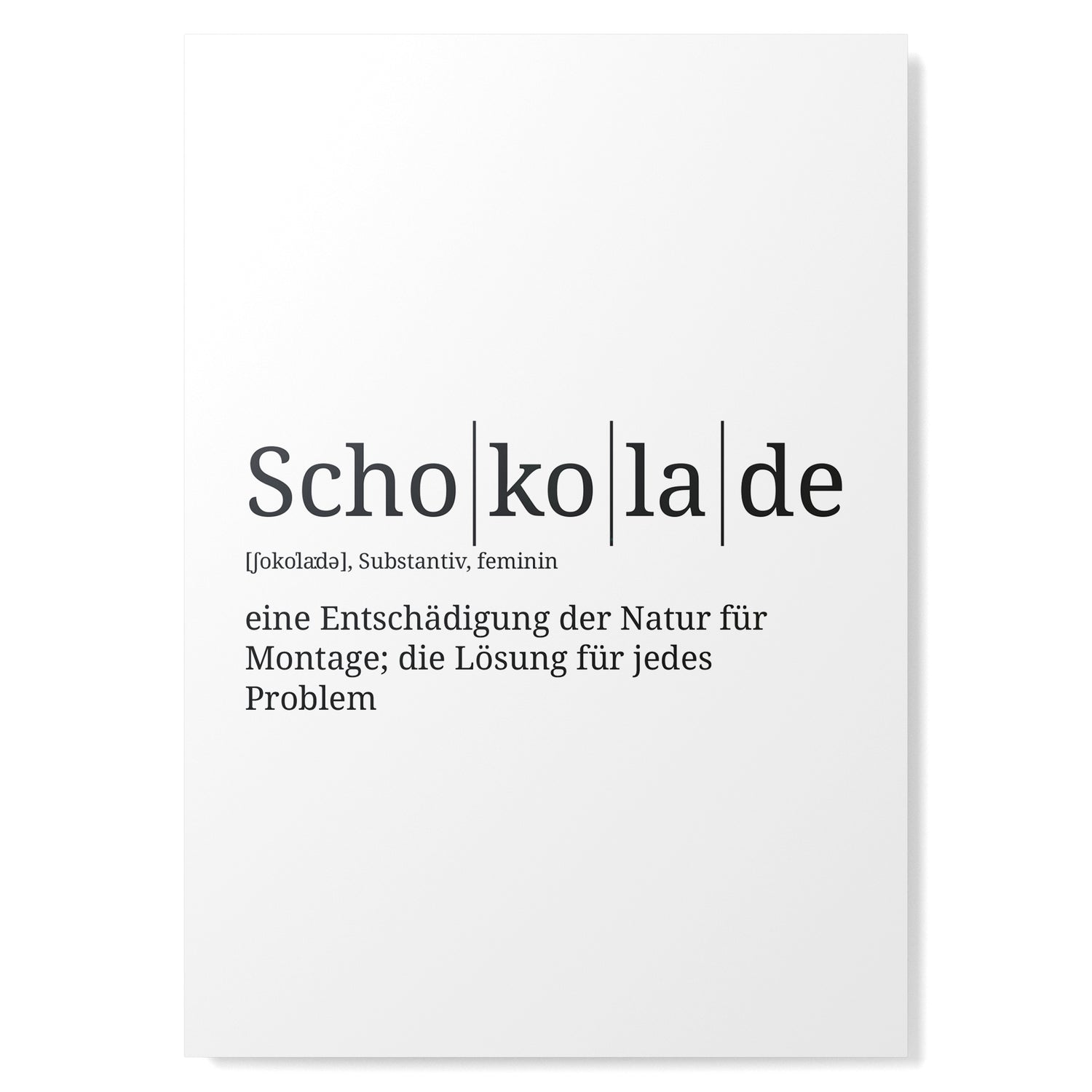 Definition Poster: Schokolade