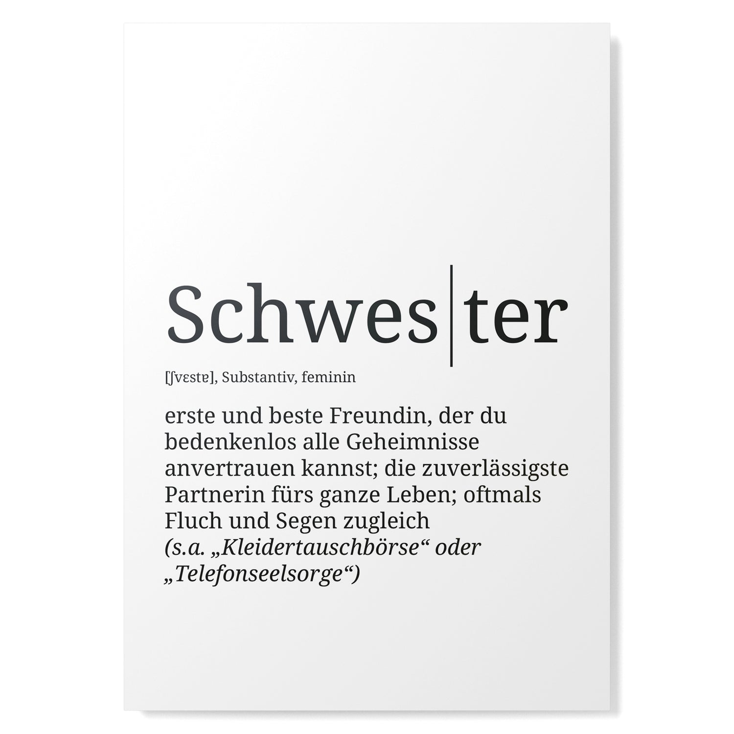 Definition Poster: Schwester