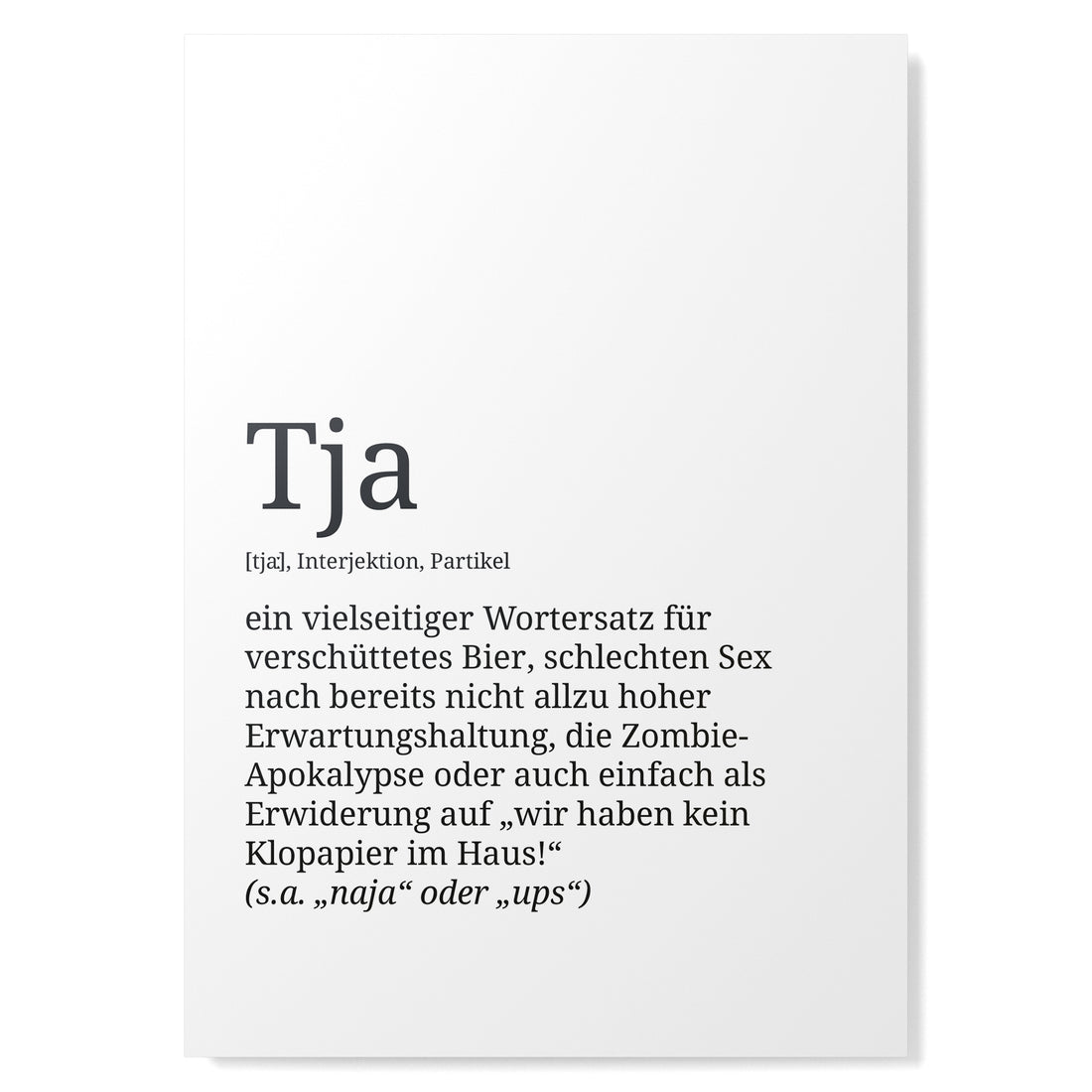 Definition Poster: Tja