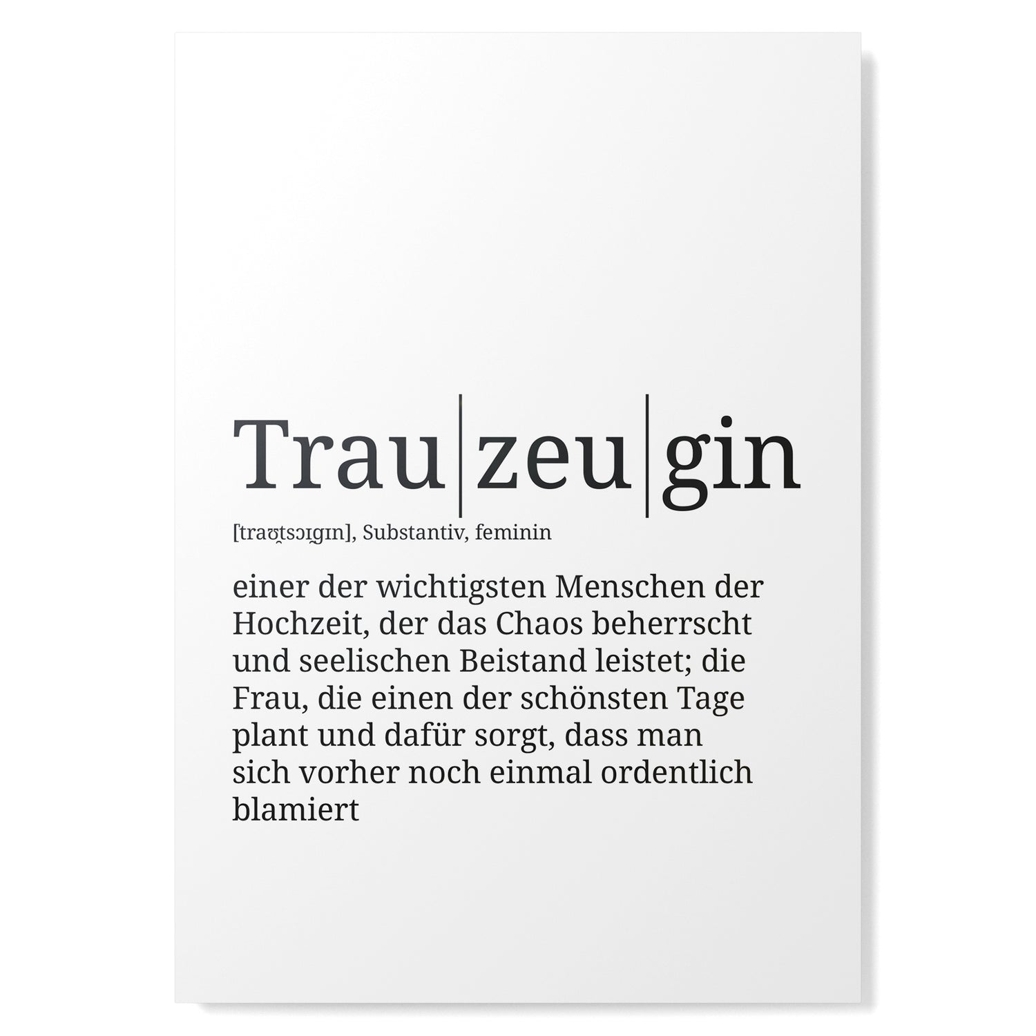 Definition Poster: Trauzeugin