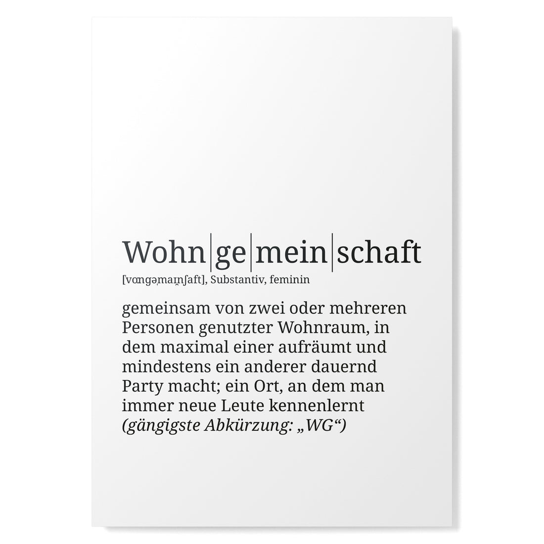 Definition Poster: Wohngemeinschaft