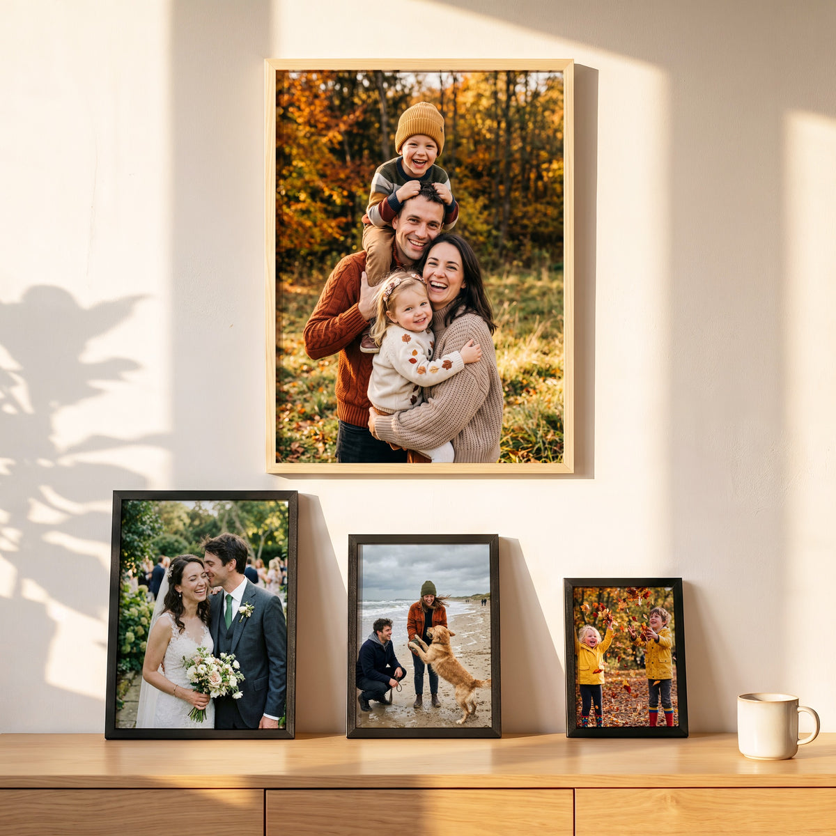 Fotodrucke in den Formaten A5, A4, A3 und 50 x 70 cm im Größenvergleich