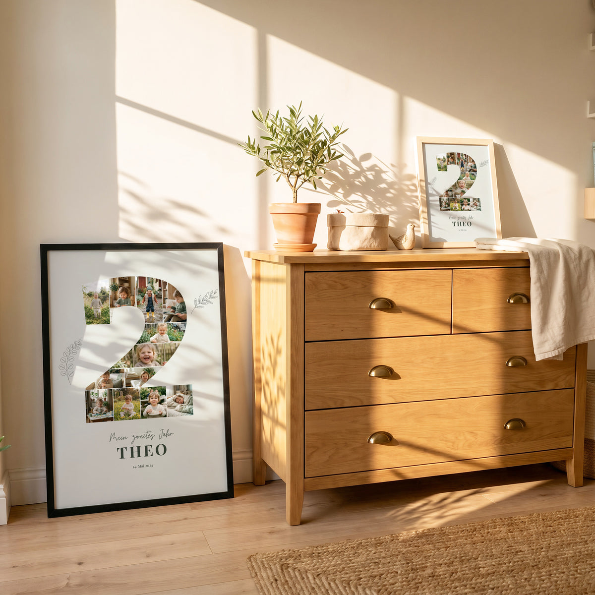 Poster Mein zweites Jahr in DIN A2 und DIN A5 im Kinderzimmer