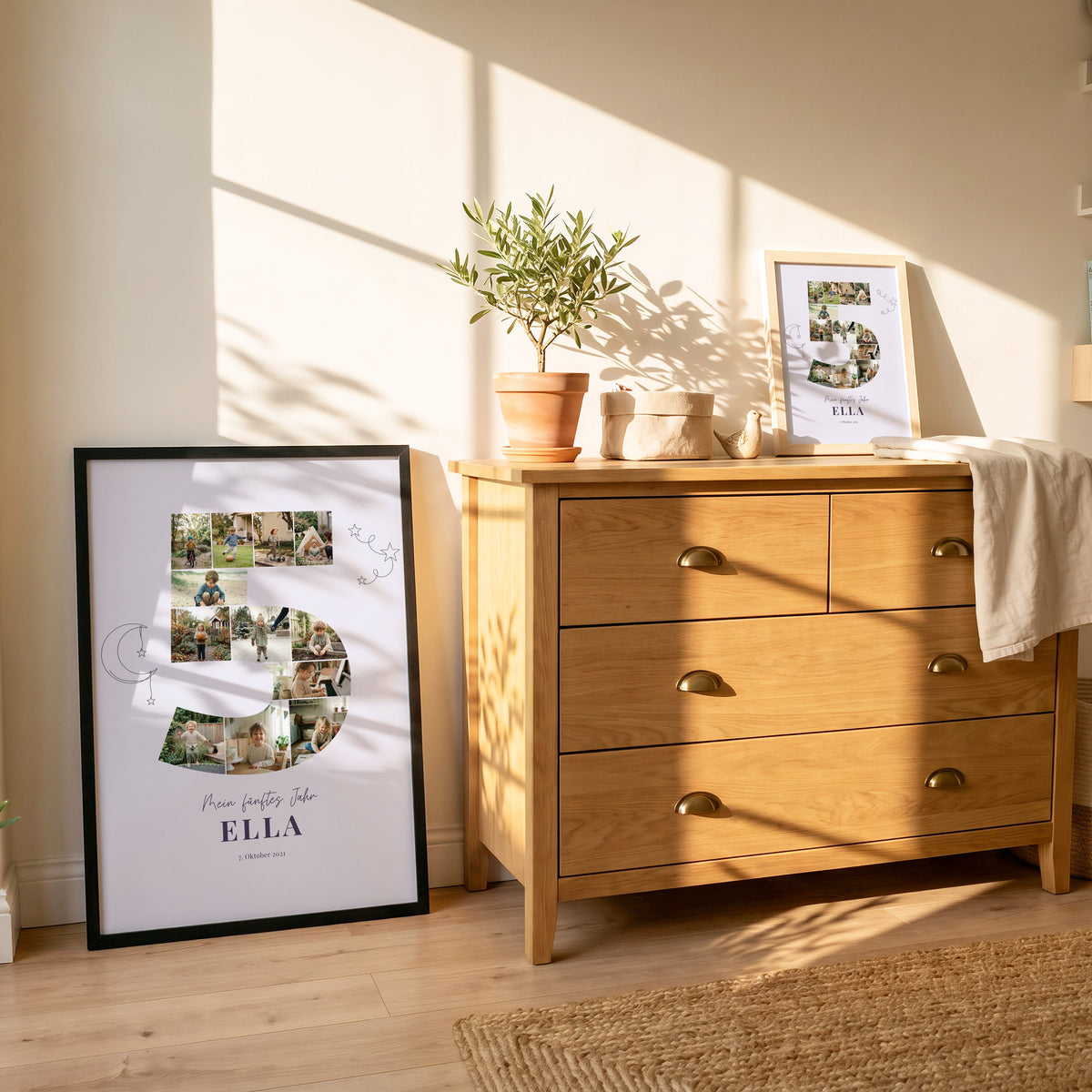 Poster Mein fünftes Jahr in DIN A2 und DIN A5 im Kinderzimmer