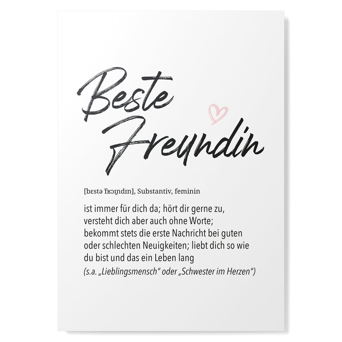 Herz-Definition Poster: Beste Freundin