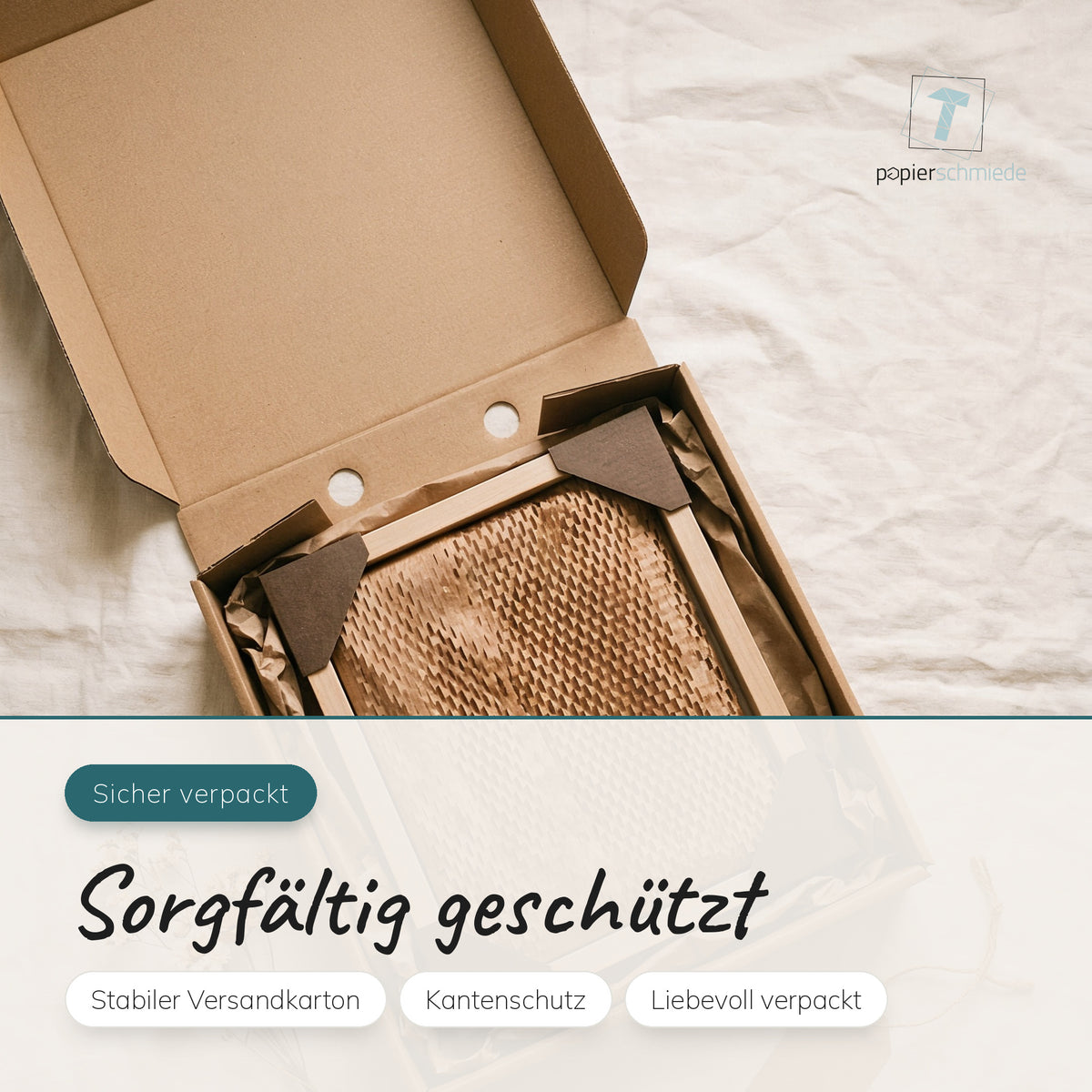 Stabiler Versandkarton mit Kantenschutz für das Poster