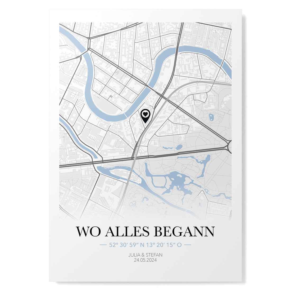 Koordinatenposter "Wo alles begann" minimal Design