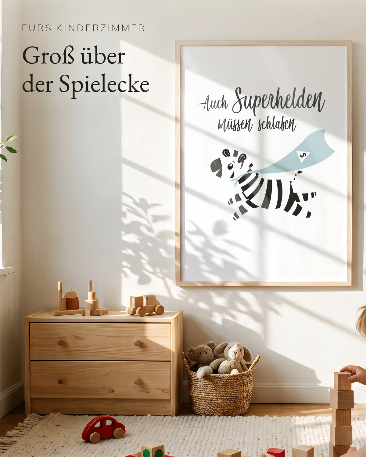 Kinderposter Auch Superhelden müssen schlafen im Kinderzimmer