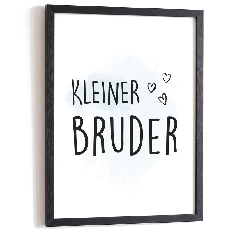 Kinderposter Kleiner Bruder im schwarzen Holzrahmen