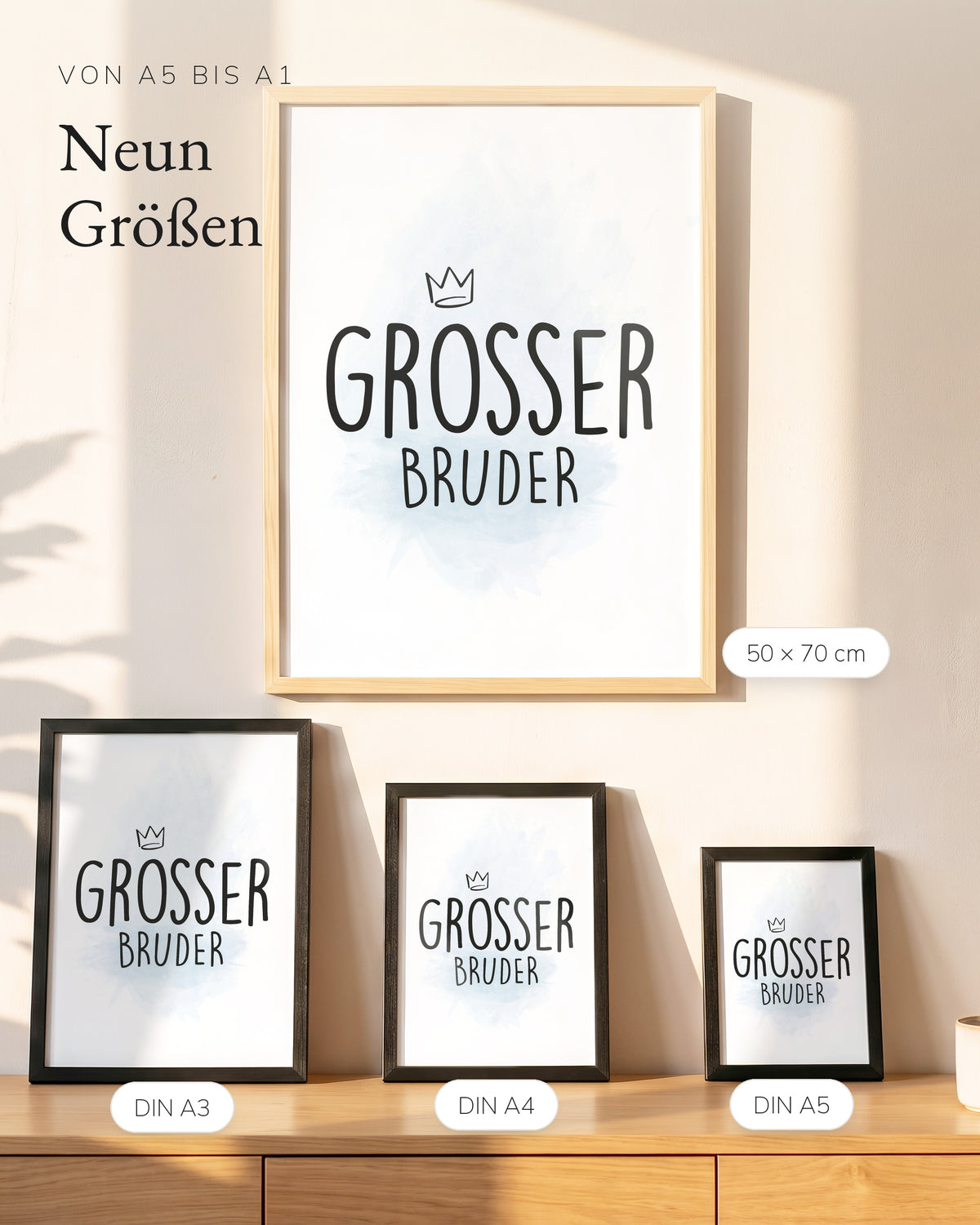 Kinderposter Großer Bruder in vier Größen an der Wand