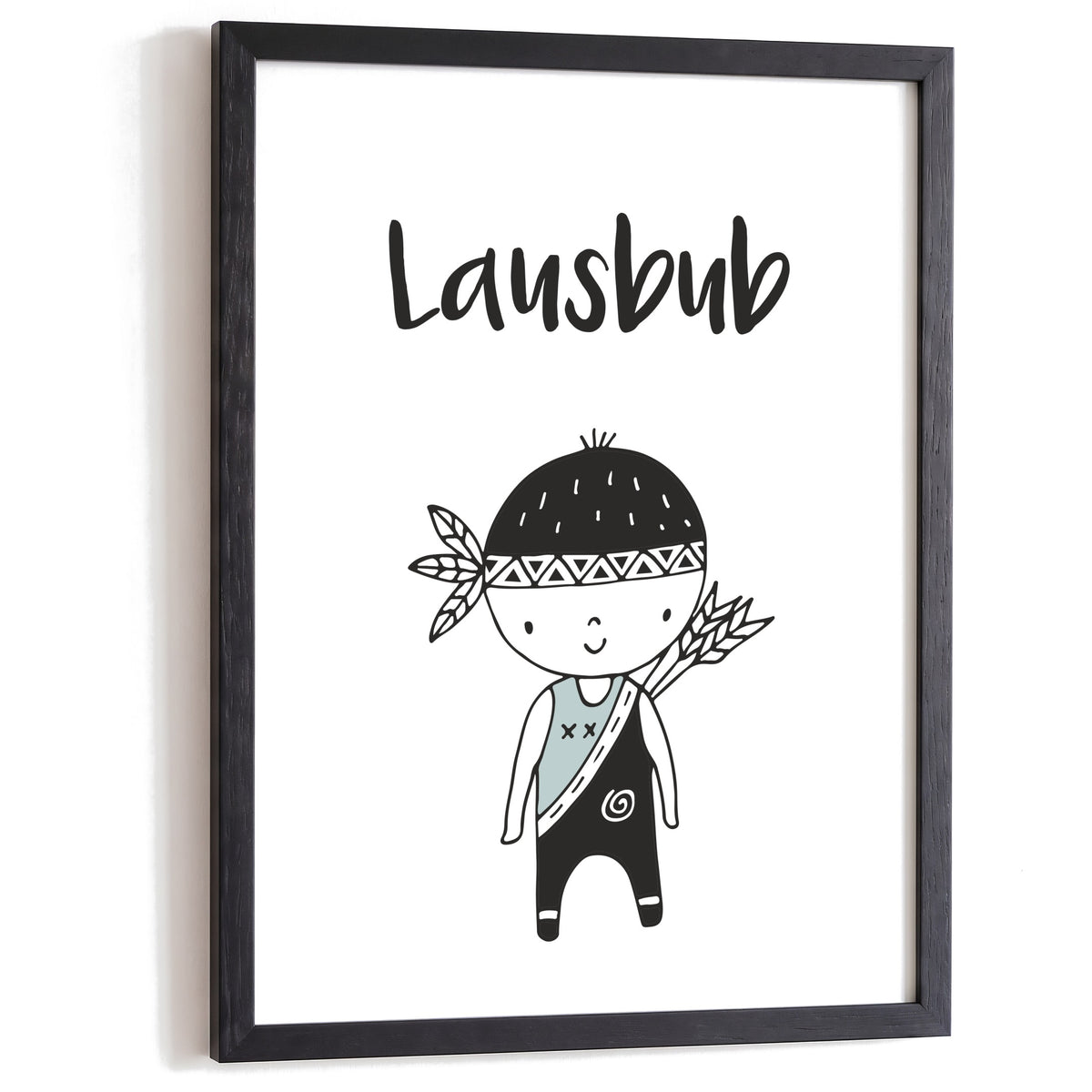 Kinderposter Lausbub im schwarzen Holzrahmen