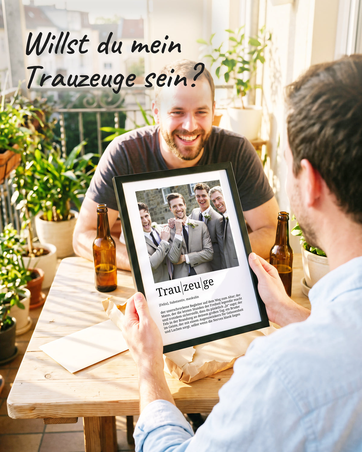 Trauzeuge: Poster als Geschenk im gemeinsamen Moment