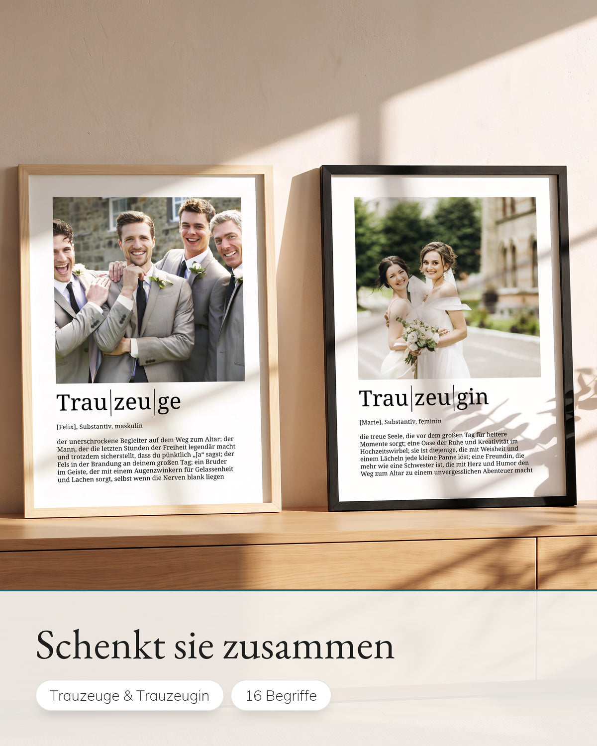 Trauzeuge: Schenkt sie zusammen, zwei Begriffe nebeneinander