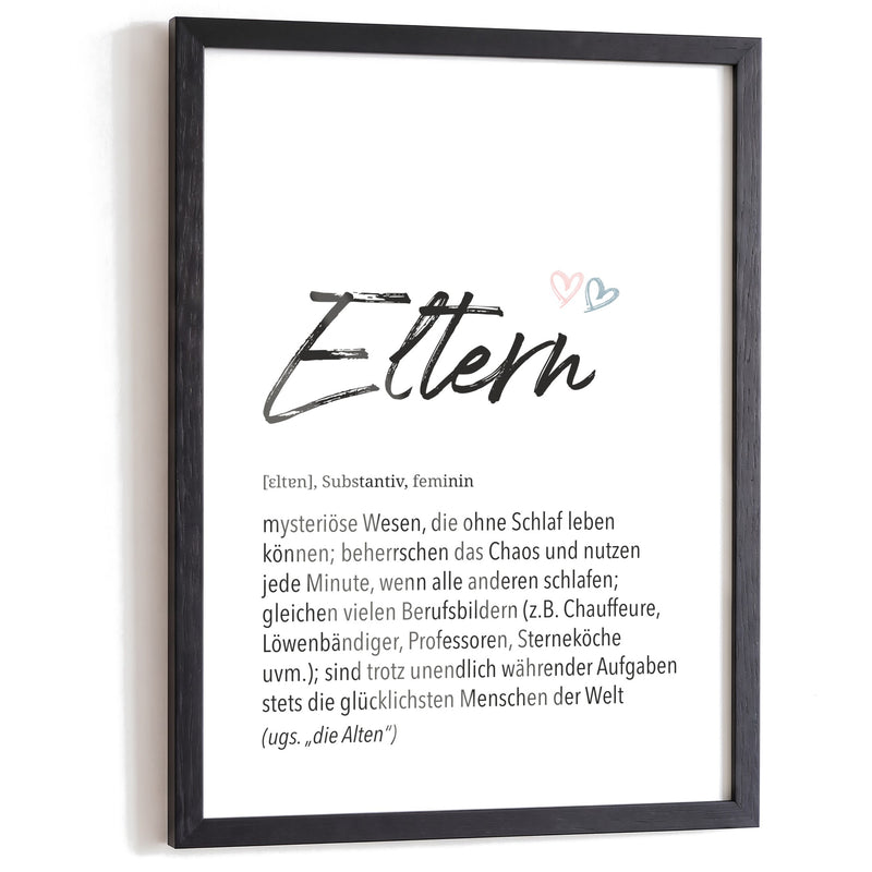Herz Definition Eltern: Poster im schwarzen Holzrahmen