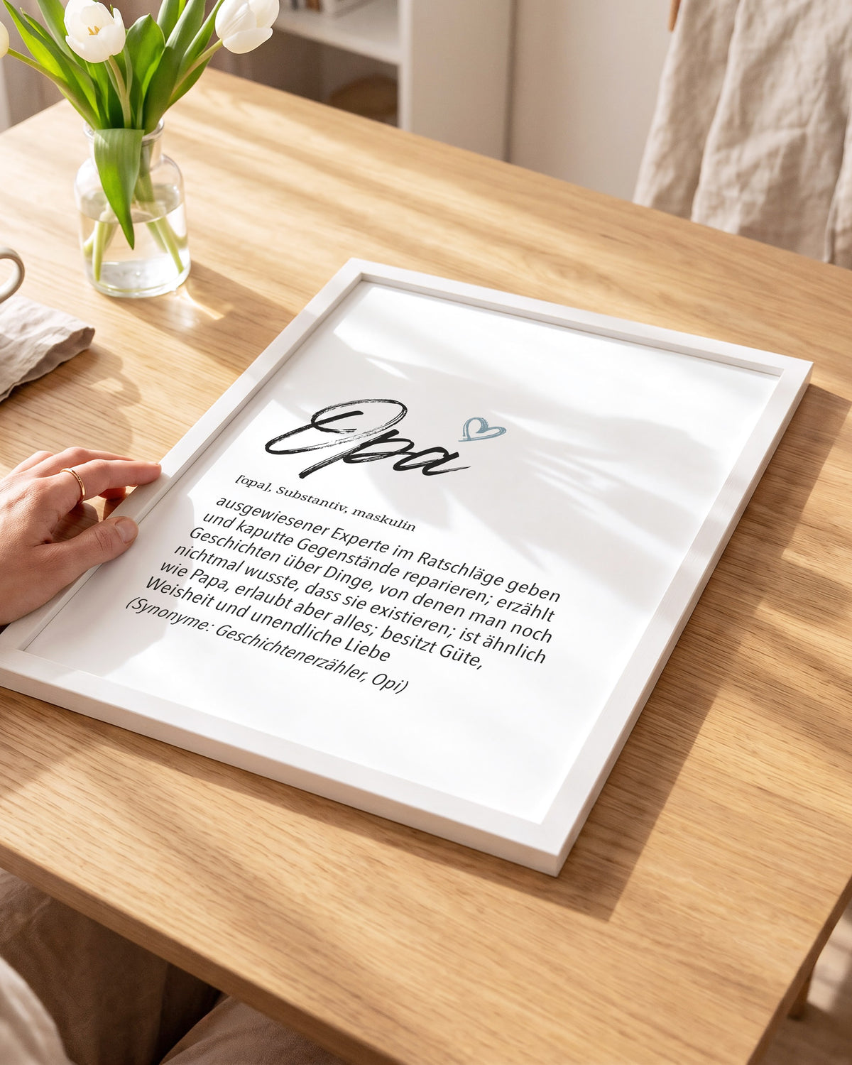 Herz Definition Opa: Pinselschrift, Herz und Definition aus der Nähe