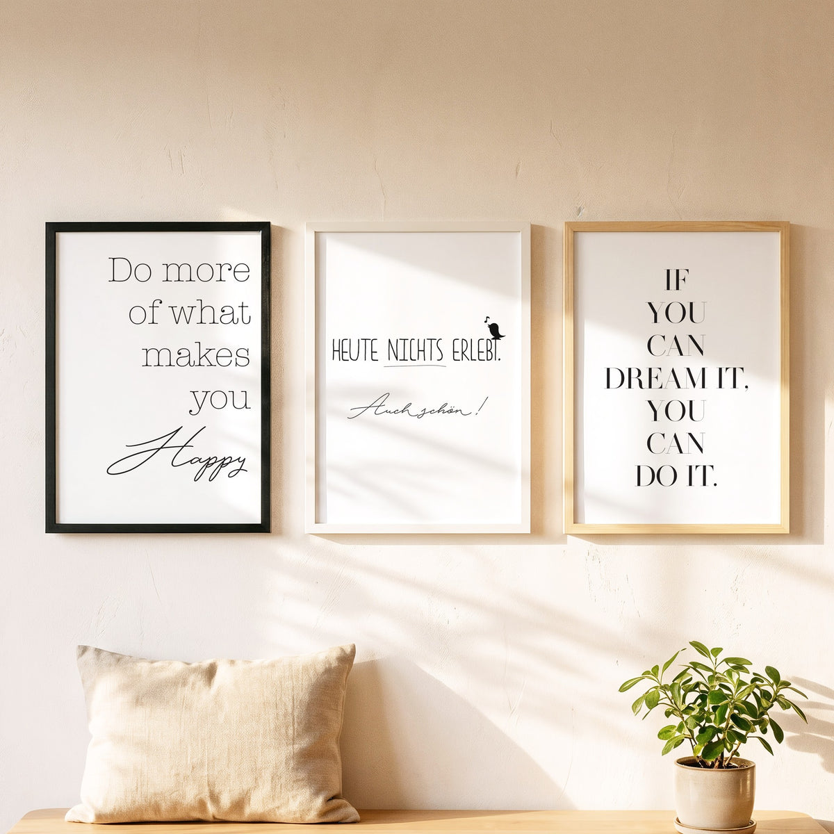 Spruchposter Heute nichts erlebt als Bilderwand mit weiteren Motiven