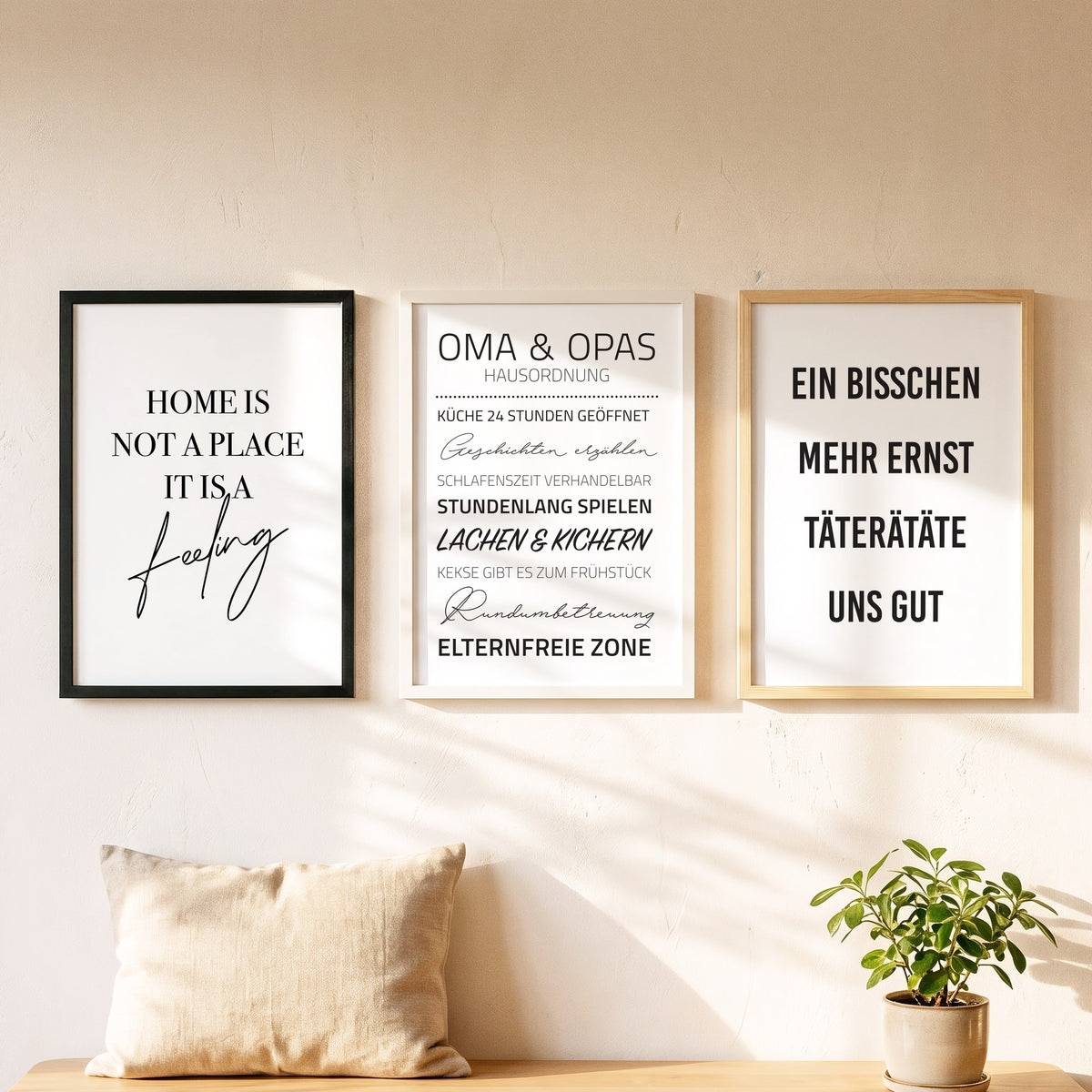 Spruchposter Oma & Opas Hausordnung als Bilderwand mit weiteren Motiven