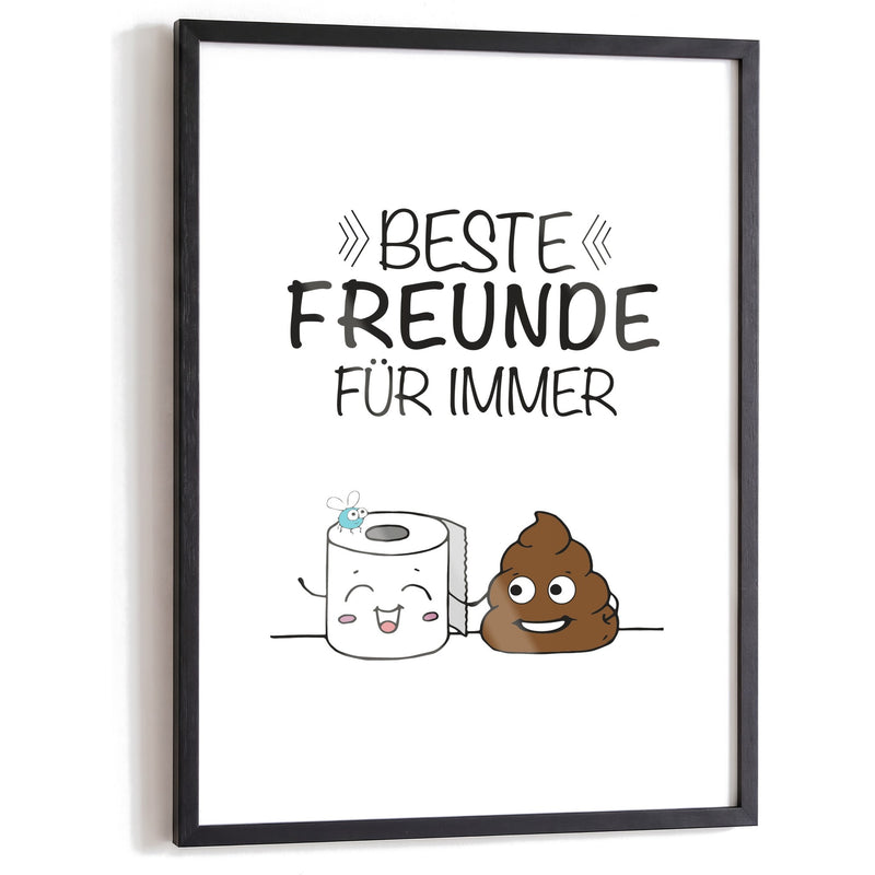 Spruchposter Beste Freunde für immer im schwarzen Holzrahmen