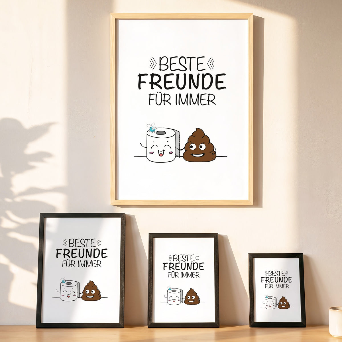 Spruchposter Beste Freunde für immer in vier Größen an der Wand