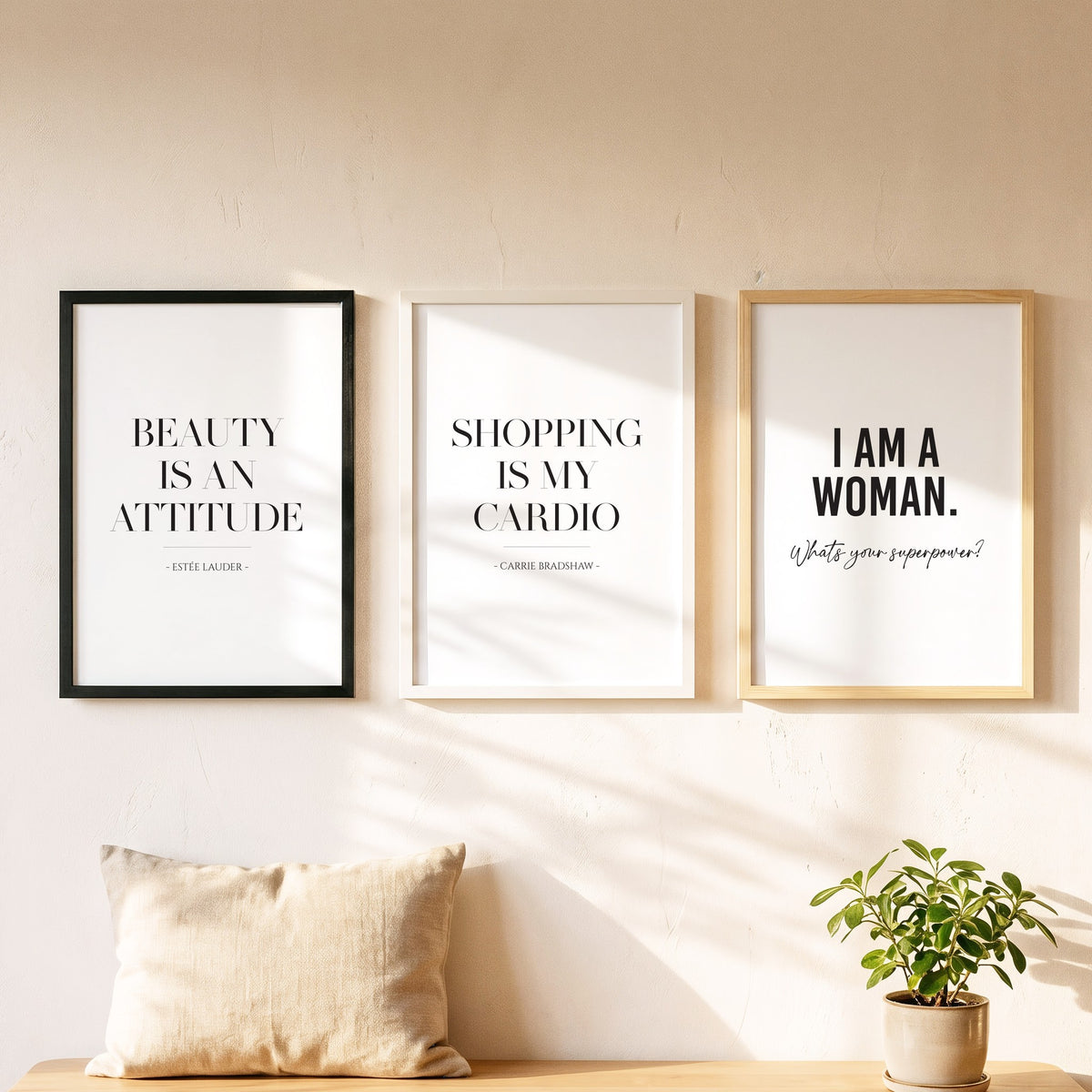 Spruchposter Shopping is my cardio als Bilderwand mit weiteren Motiven