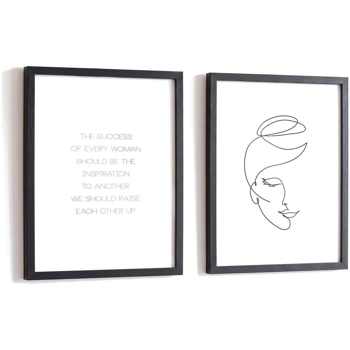 Spruchposter 2er-Set The Success of Every Woman in schwarzen Rahmen
