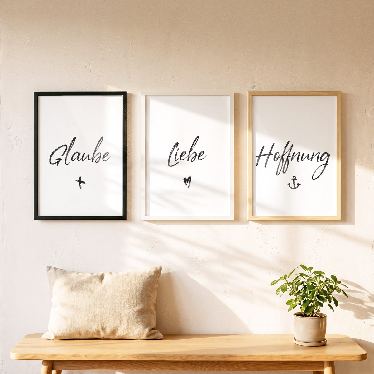 Spruchposter 3er-Set Glaube Liebe Hoffnung als Bilderwand