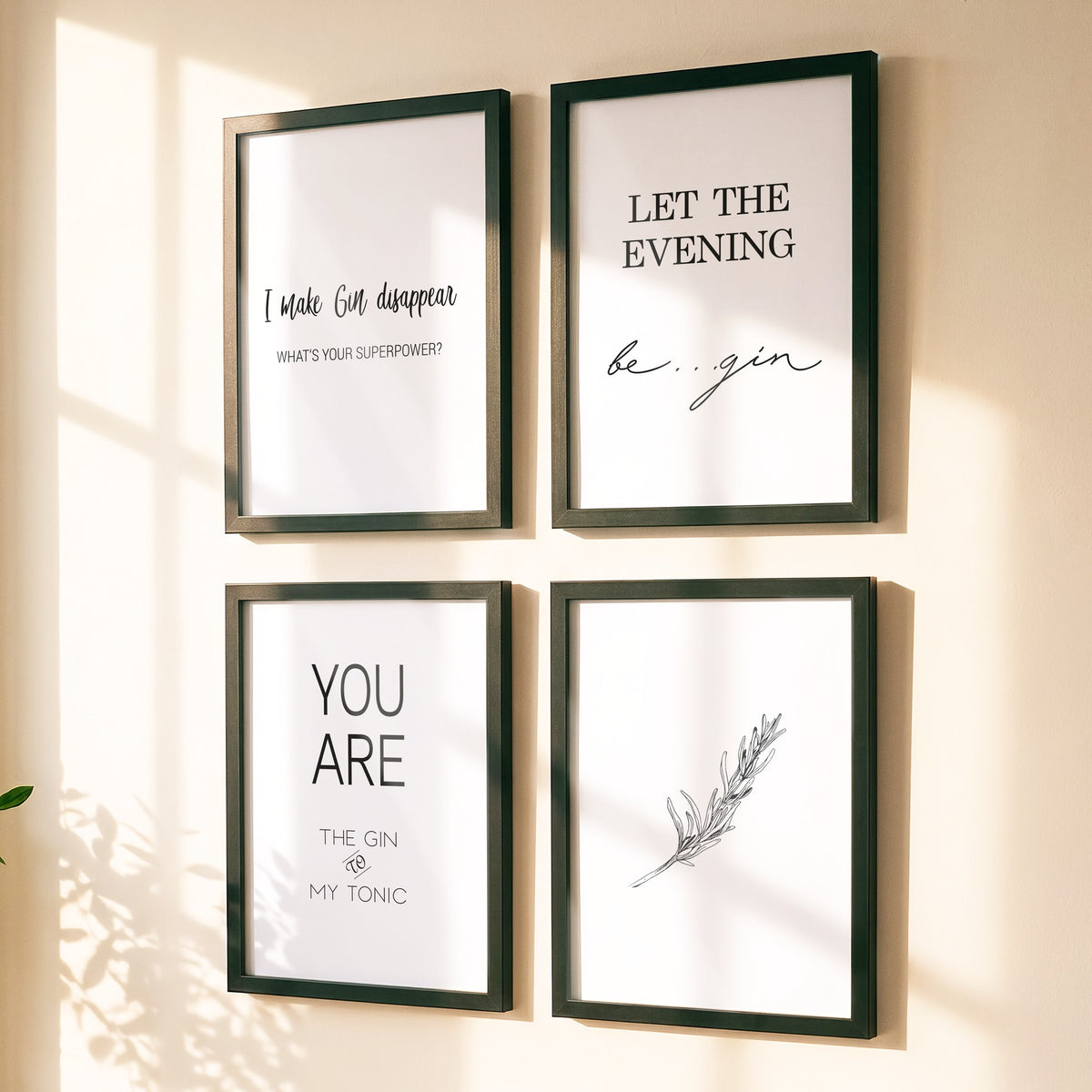 Spruchposter 4er-Set Gin (english) als Bilderwand