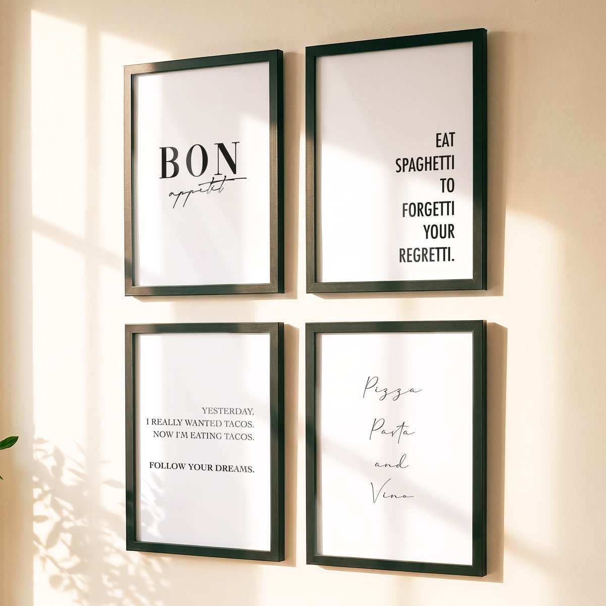 Spruchposter 4er-Set International Kitchen als Bilderwand