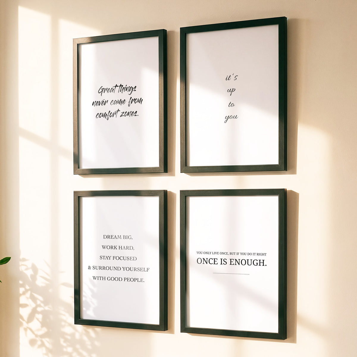 Spruchposter 4er-Set Motivation (english) als Bilderwand