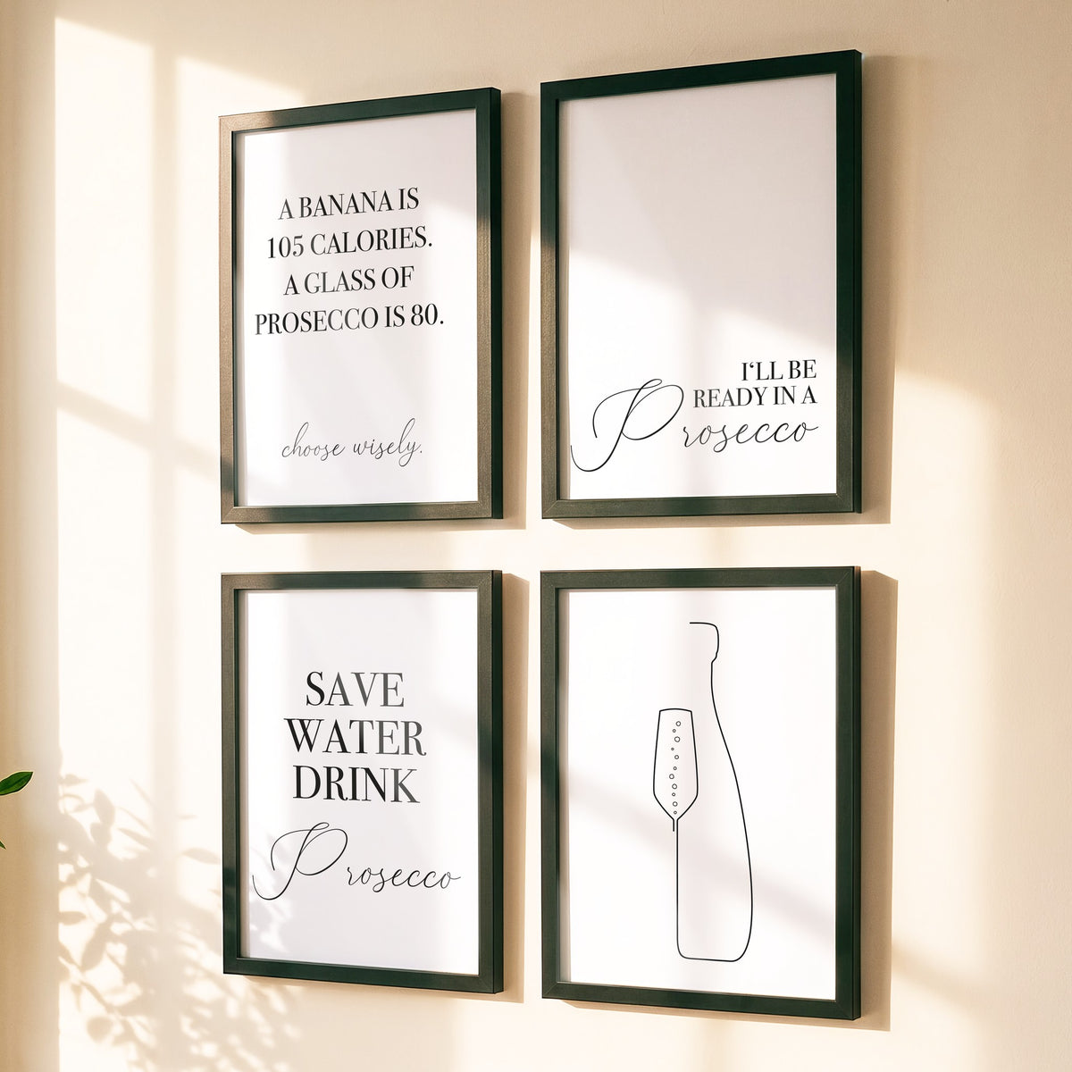 Spruchposter 4er-Set Prosecco (english) als Bilderwand
